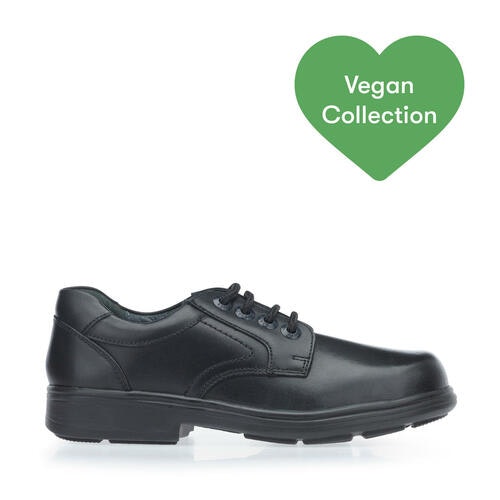 Isaac - Vegan Black Synthetic Boys Lace-Up School Shoes