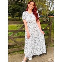Stacey Solomon Responsible Viscose Blue Floral Midi Dress