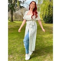 Stacey Solomon Responsible Viscose White Floral Square Neck Button Through Longline Blouse