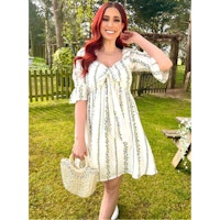 Stacey Solomon Responsible Viscose White Floral Tie Front Smock Dress