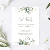 green plant baby shower invite