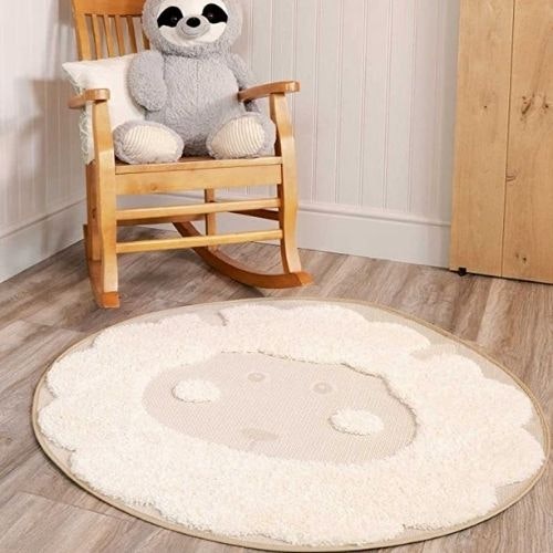Soft round kids lamb rug