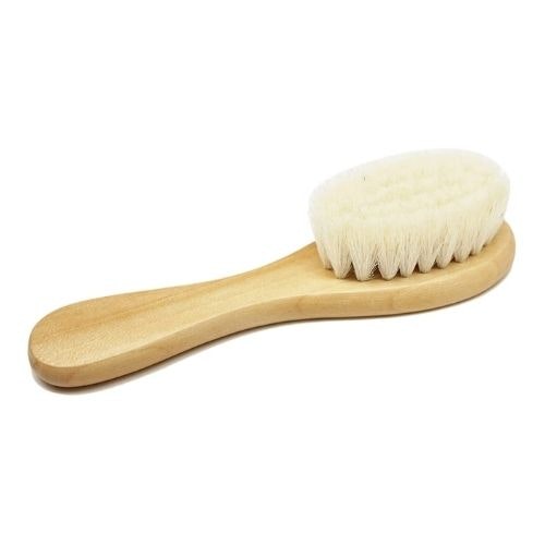 Molylove Baby Hair Brush with Wooden Handle and Super Soft Goat Bristles for Newborns & Toddlers