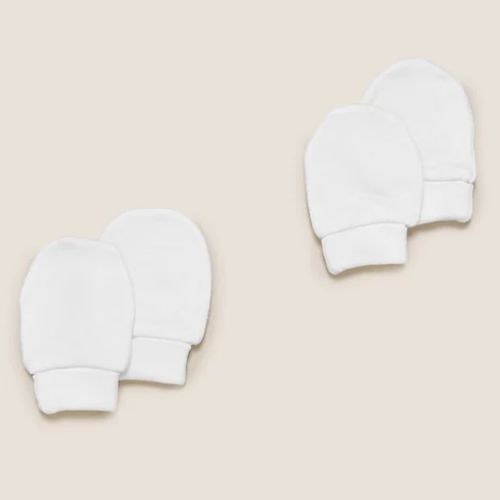 2pk Pure Cotton Mittens