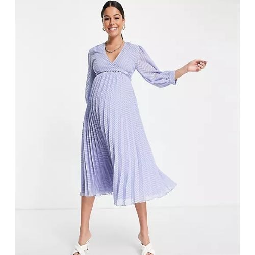 ASOS DESIGN Maternity Nursing Pleated Tie Wrap Around Midi Dress