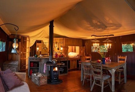 Living room at night night in tent