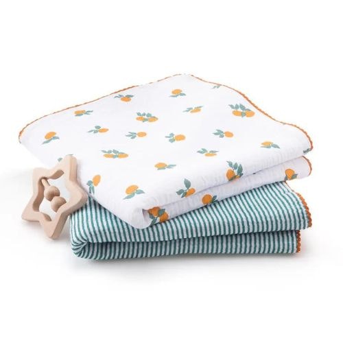 2 Clémentine Cotton Muslin Swaddles