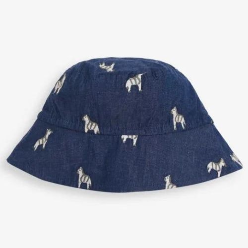 Kids' Chambray Zebra Embroidered Sun Hat