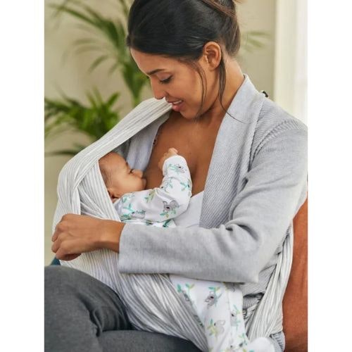 Marl Grey Stripe Infinity Feeding Scarf