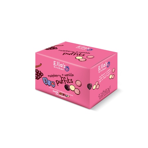 Ella’s Kitchen Raspberry and Vanilla Puffits, £1.99 (5 x 6g bags)