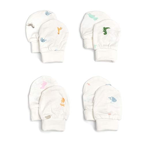 Snuggle Safari 4 Pairs of Bamboo Anti-Scratch Mittens