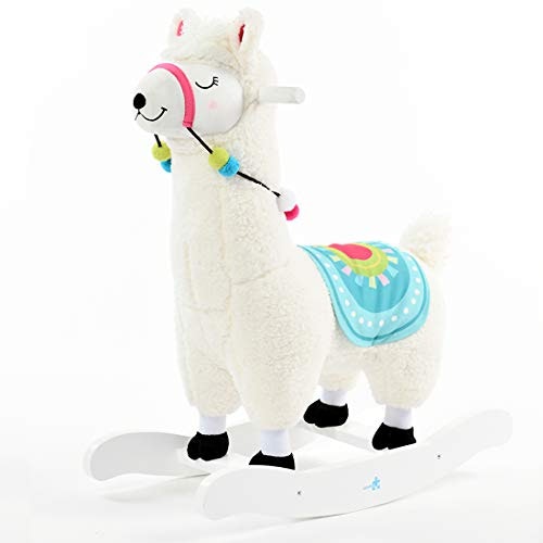 White Alpaca Baby Rocking Horse