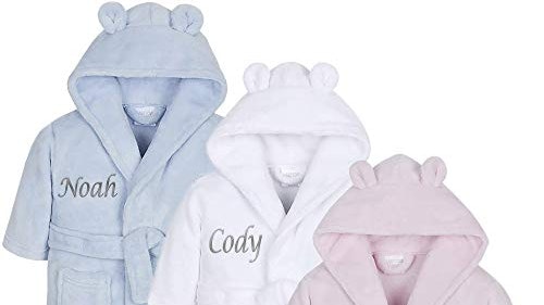Personalised Soft Baby White Dressing Gown