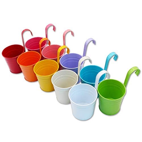 10 Hanging Metal Flower Pots