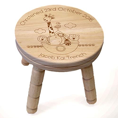 Personalised Noahu0026#039;s Ark Engraved Wood Stool