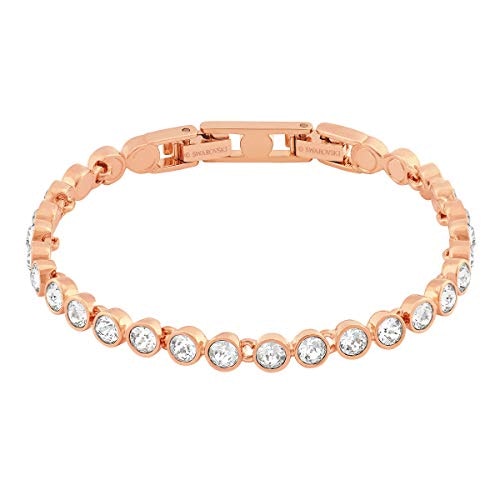 Swarovski Womenu0026#039;s White Rose-gold tone plated Tennis Bracelet