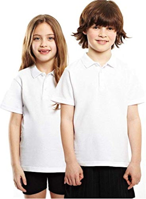 Listers Schoolwear Age 3-16 White 100% Cotton School Plain Polo Shirt