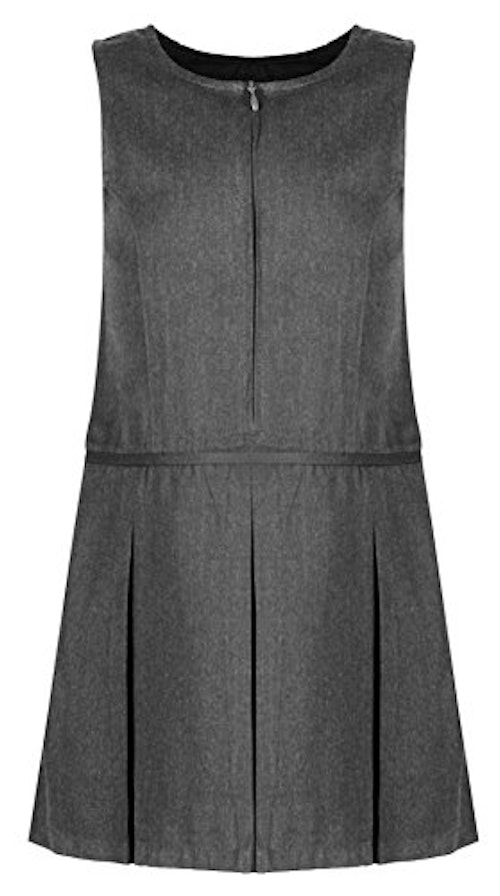 Girls School Pinafore 3 Pleat with Waistband Design School Uniform Charcoal Grey