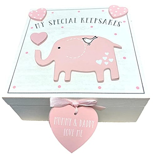 Baby Girl wooden Memories Keepsake Box Vintage Style