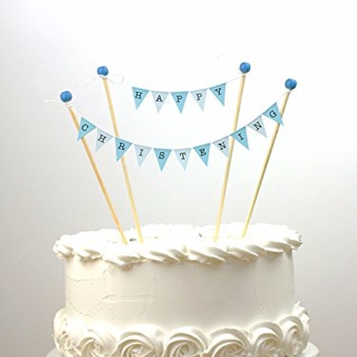 Happy Christening Cake Topping Bunting