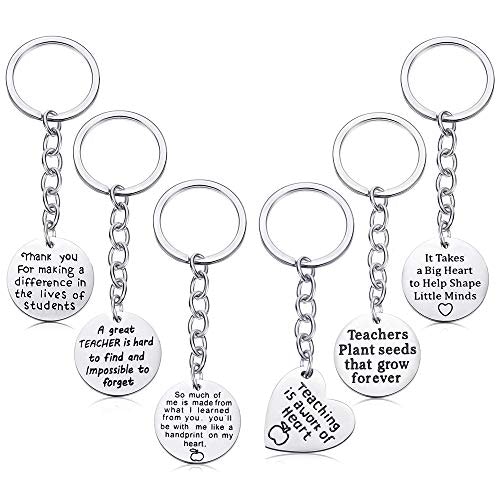 FineGood 6 PCS Teacher Appreciation Keychain Gifts
