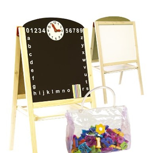 Childrenu0026#039;s Wooden Double-Sided Easel with Clock