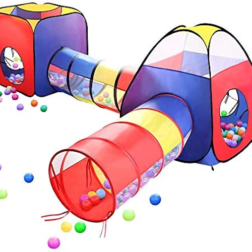 4-in-1 Kids Pop Up Play Tent and Tunnel Set
