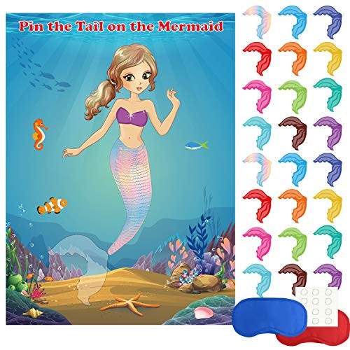 Mermaid Pin the Tail on the Mermaid Party Game