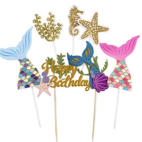 Glitter Mermaid Cake Topper set