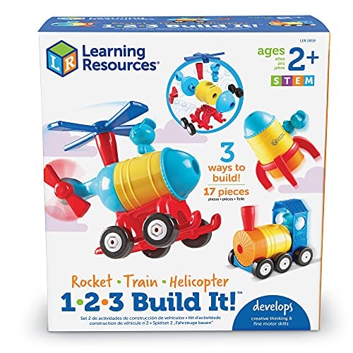 Learning Resources 1-2-3 Build It Rocket-Train-Helicopter
