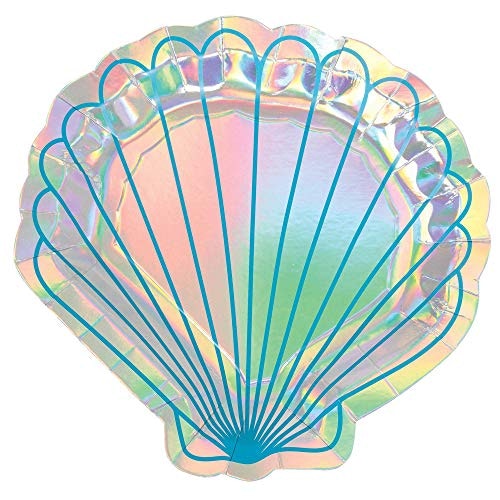 Mermaid Metallic Shell Shaped Foil Paper Plates
