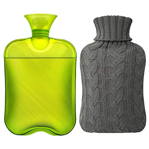 Samply Transparents 2L Hot Water Bottle with Knited Cover