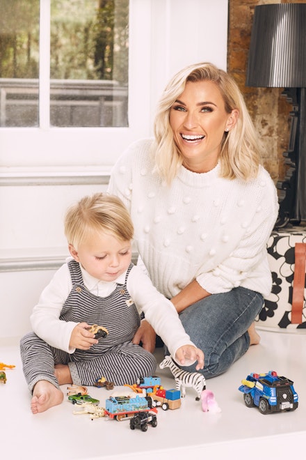 arthur in billie x george navy stripe dungaree set 12 13 2