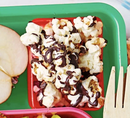 healthy lunchbox ideas chocolate drizzled popcorn