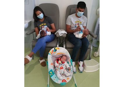 kreena feeding the triplets