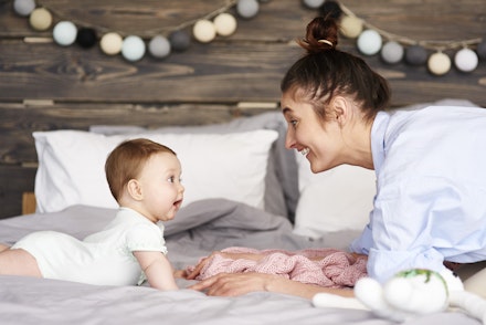 mum and baby smile