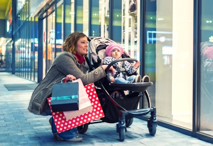 shopping sales with baby