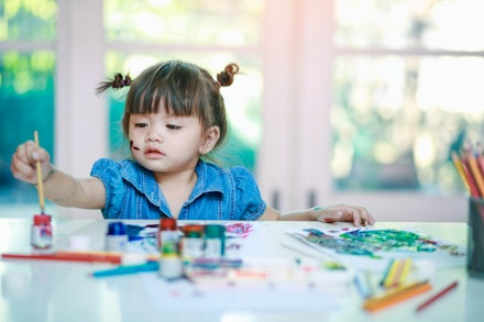 toddler doing crafts