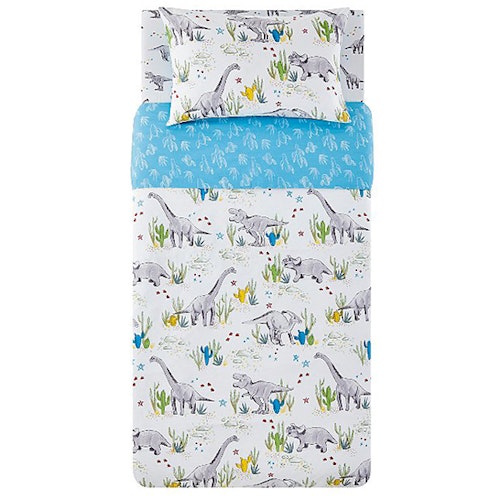 Dinosaur Print Easy Care Reversible Duvet Set - Single