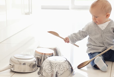 baby playing drums