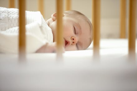 1) Try to get your baby to sleep without a sleep prop sleeping baby
