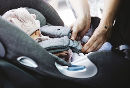 baby sleeping in car seat