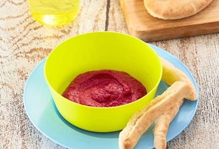 beetroot dip with pitta bread fingers nhs start4life