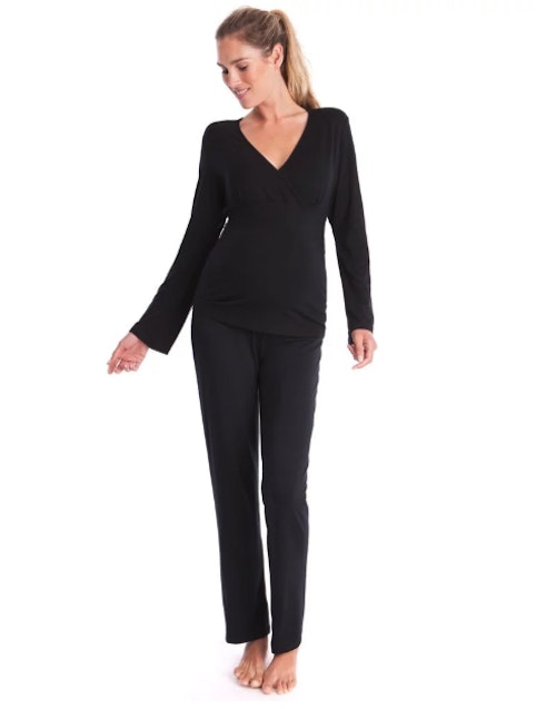 Black Bamboo Lounge Maternity Pyjamas