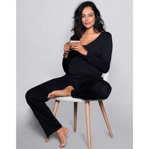 Black Bamboo Lounge Maternity Pyjamas