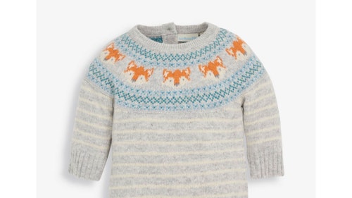 Marl Grey Fox Knitted Baby All-In-One