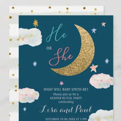 Blue Gold Moon invitation