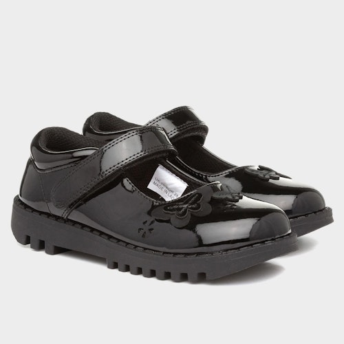 Buckle My Shoe Cassia Girls Black Patent Bar Shoe
