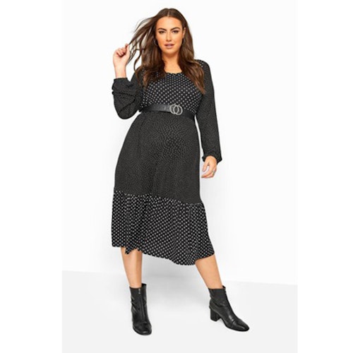 Maternity Polka Dot Tiered Midi Dress