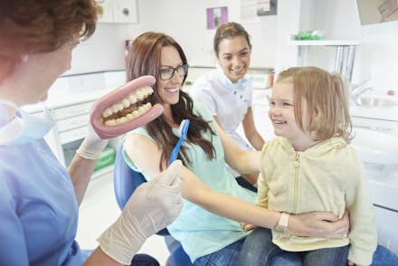 1) Take her with you child at dentist